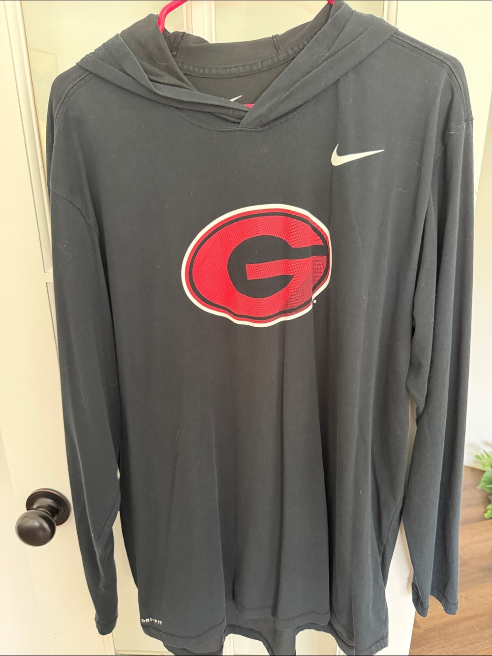 Nike Black Long Sleeve Hoodie with Red Georgia G Logo